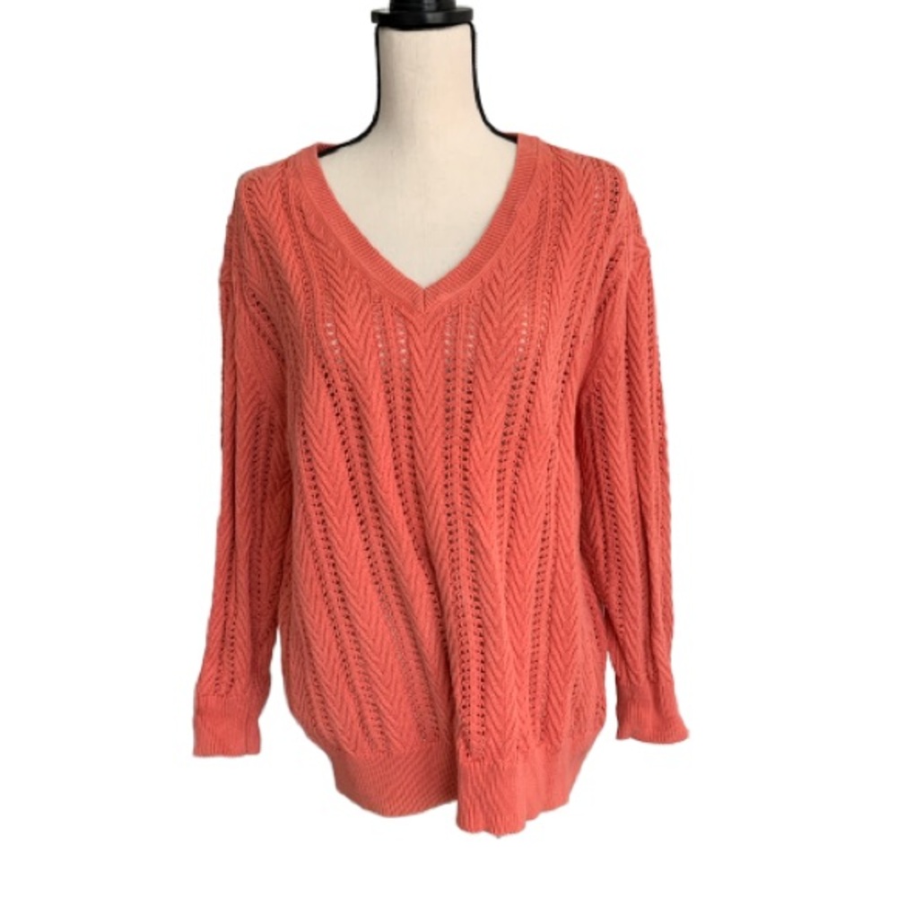 Orange GAP v-neck knit sweater